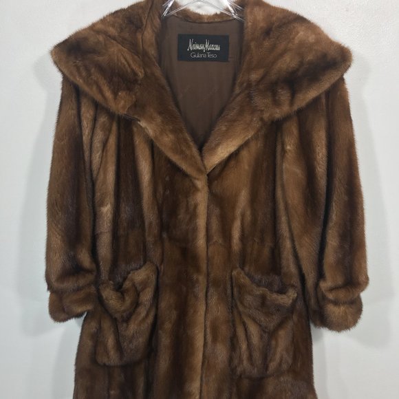 Elegant MINK fur jacket whiskey brown Medium coat Giuliana Teso